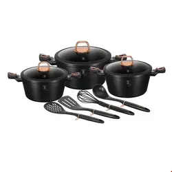 سرویس قابلمه کفگیر ملاقه 10 پارچه برلینگر هاوس مجارستان BerlingerHaus 10-PIECE COOKWARE SET BERLINGER HAUS BH/6154 BLACK ROSE COLLECTION