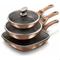 سرویس ماهیتابه 6 پارچه برلینگر هاوس مجارستان BerlingerHaus 6-PIECE FRYING PAN SET BERLINGER HAUS BH/6195 ROSE GOLD COLLECTION