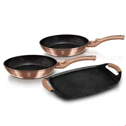 سرویس ماهیتابه 3 پارچه برلینگر هاوس مجارستان BerlingerHaus FRYING PAN SET BERLINGER HAUS BH-1669 ROSE GOLD COLLECTION