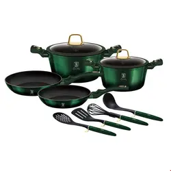 سرویس قابلمه ماهیتابه کفگیر ملاقه 10 پارچه برلینگر هاوس مجارستان BerlingerHaus10-PIECE COOKWARE SET BERLINGER HAUS BH-7039 EMERALD COLLECTION