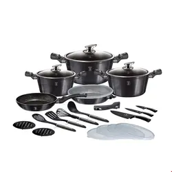 سرویس قابلمه ماهیتابه کفگیر ملاقه چاقو 22 پارچه برلینگر هاوس مجارستان BerlingerHaus 22-PIECE COOKWARE SET BH-7181 CARBON COLLECTION