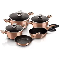 سرویس قابلمه ماهیتابه 10 پارچه برلینگر هاوس مجارستان BerlingerHaus 10-PIECE COOKWARE SET-1220N ROSE GOLD COLLECTION