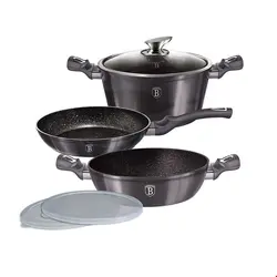 سرویس قابلمه ماهیتابه 6 پارچه برلینگر هاوس مجارستان  BerlingerHaus 6-PIECE COOKWARE SET BH/6905 METALLIC CARBON PRO LINE