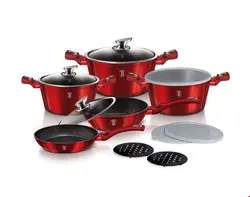 سرویس قابلمه ماهیتابه 13 پارچه برلینگر هاوس مجارستان BerlingerHaus 13-PIECE COOKWARE SET BH/7030 BURGUNDY