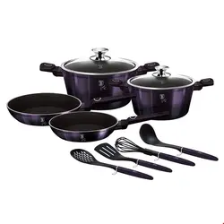 سرویس قابلمه ماهیتابه کفگیر ملاقه 10 پارچه برلینگر هاوس مجارستان  BerlingerHaus 10-PIECE COOKWARE SET BH 7140 PURPLE ECLIPSE COLLECTION