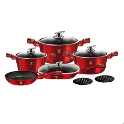 سرویس قابلمه ماهیتابه 11 پارچه برلینگر هاوس مجارستان BerlingerHaus COOKWARE SET BH/7142 METALLIC LINE BURGUNDY EDITION