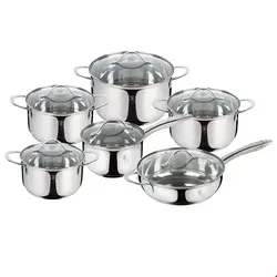 سرویس قابلمه ماهیتابه 12 پارچه برلینگر هاوس مجارستان BerlingerHaus 12-PIECE COOKWARE SET BH 6661 SILVER JEWELLERY COLLECTION