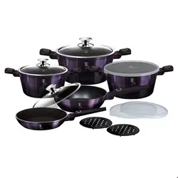 سرویس قابلمه ماهیتابه 13 پارچه برلینگر هاوس مجارستان BerlingerHaus COOKWARE SETS BH-7143 PURPLE ECLIPSE COLLECTION