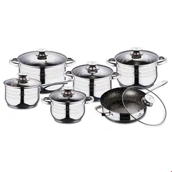 سرویس قابلمه ماهیتابه 12 پارچه برلینگر هاوس مجارستان BerlingerHaus 12 PCS COOKWARE SET, GOURMET LINE BLAUMANN BL 3167