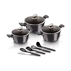 سرویس قابلمه کفگیر ملاقه 10 پارچه برلینگر هاوس مجارستان BerlingerHaus10-PIECE COOKWARE SET BH 6919 METALLIC LINE CARBON PRO EDITION