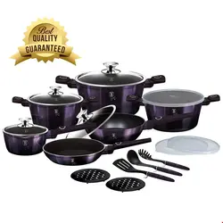 سرویس قابلمه ماهیتابه کفگیر ملاقه 18 پارچه برلینگر هاوس مجارستان BerlingerHaus18-PIECE COOKWARE SET BH/7145 PURPLE ECLIPSE COLLECTION