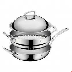 ماهیتابه وک با سبد بخار وی ام اف آلمان WMF Wok Multiply-mit Deckel und Dämpfereinstz- 32 cm