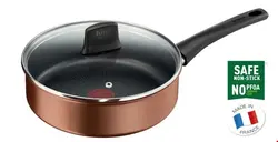 ماهیتابه 24 سانت با درب تفال فرانسه Tefal Resource Thermo-Spot (24 cm) kupferfarben