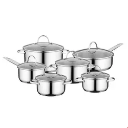 سرویس قابلمه ماهیتابه 12 پارچه برگهف بلژیک Berghoff Kochgeschirr-Set 12-tlg. Comfort - Essentials