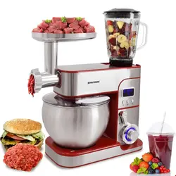 غذا ساز همه کاره سینتروکس آلمان Syntrox Küchenmaschine Nice Edelstahl 7 Liter Küchengerät  Fleischwolf  Farbwahl Rot