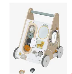 واکر کودک ورت فرانسه Vertbaudet Baby Lauflernwagen ,Pandafreunde mit Bremse Holz FSC - mehrfarbig