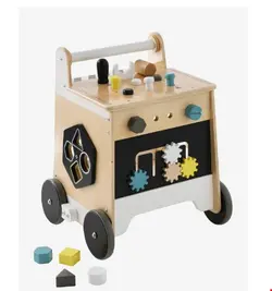 واکر کودک ورت فرانسه Vertbaudet Lauflernwagen mit Werkzeug, Holz FSC - natur/schwarz