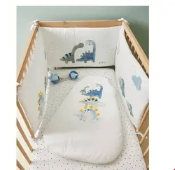 کوسن محافظ سر تخت نوزاد ورت فرانسه Vertbaudet Baby Bettumrandung Kleiner Dino Oeko Tex - weiß bedruckt
