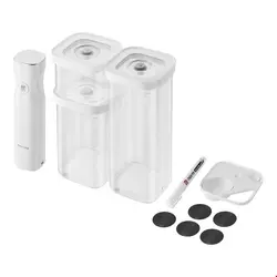 وکیوم و ظروف حبوبات زولینگ آلمان ZWILLING FRESH  SAVE Cube Vakuum Starter Set S / 6-tlg Transparent-Weiß