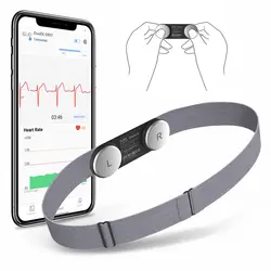 خرید از آمازون - دستگاه ECG موبایل Checkme با بند قفسه سینه، نمایشگر شکل موج ECG در زمان واقعی، مانیتور ECG طولانی مدت 30 ثانیه تا 15 دقیقه، با برنامه برای iOS و Android کار می کند، بند سینه ضربان قلب بلوتوث قابل حمل برای خانه