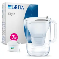 خرید از آمازون - کوزه فیلتر آب BRITA خاکستری سبک (2.4 لیتر) شامل کارتریج 3x MAXTRA PRO all-in-1 - جدید - فیلتر در طراحی مدرن برای یخچال برای کاهش رسوب آهک، کلر، فلزاتی مانند سرب و مس، نسخه جدید Maxtra Pro شامل 3 کارتریج