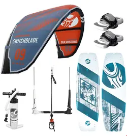 ست کایت 12 متر برد کایت کنترل بار دستگیره پمپ باد کابرینها CABRINHA SWITCHBLADE 12M + SPECTRUM 2022 KITESURF COMPLETE PACKAGE C1 Red/Blue