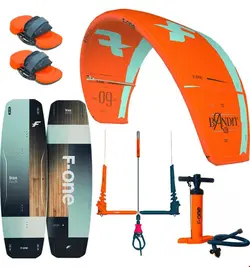 ست کایت 9 متر برد کایت کنترل بار دستگیره پمپ باد اف وان F-ONE BANDIT 9M + F-ONE TRAX 2023 KITESURF COMPLETE PACKAGE Flame/Mint