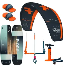ست کایت 7 متر برد کایت کنترل بار دستگیره پمپ باد اف وان F-ONE BANDIT 7M + F-ONE TRAX 2023 KITESURF COMPLETE PACKAGE Onyx/Flame