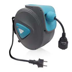 خرید از آمازون - قرقره کابل اتوماتیک 20 متری UISEBRT - قرقره کابل 180 درجه قابل چرخش دیواری، با کابل برق (قرقره کابل) آبی