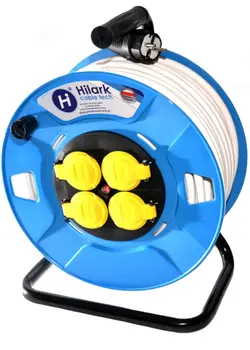 خرید از آمازون - کابل توسعه باغ هیلارک H05VV-F 3x1.5 mm2 روی قرقره با 4 سوکت شوکو (25 متر، سفید) 25 متر سفید