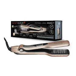 خرید از آمازون - Demeliss - Saint Algue - تیتانیوم، صاف کننده بخار - مخزن ماکسی یکپارچه 40 میلی لیتر - شانه جانبی قابل جابجایی - صاف کننده و محافظت از مو بسیار زیاد - طلا/شامپاین