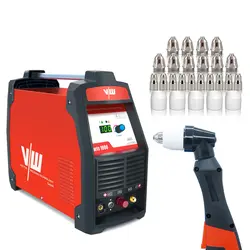 خرید از آمازون - کاتر پلاسما 100 A - SET 28 پارچه - جرقه پیلوت - کاتر پلاسما - جریان 100 آمپر و ضخامت برش 45 میلی متر - 400 ولت | مشعل پلاسما و نازل پلاسما از Vector Welding