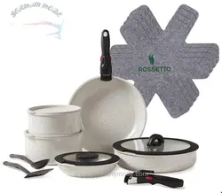 ست قابلمه و ماهیتابه 17 تیکه روزیتو فرانسه القایی 17 تکه ROSSETTO با دسته قابل جابجایی و روکش نچسب سرامیکی، سرویس قابلمه آلومینیومی روی هم با ماهیتابه 20/28 سانتی متر، قابلمه 18/20 سانتی متر، ماهیتابه 28 سانتی متری، قابلمه ای در فر