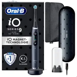 مسواک برقی اورال بی آمریکا Oral-B iO Series 9 Luxe Edition، 7 حالت مسواک زدن، مراقبت از دندان، صفحه نمایش رنگی، کیف شارژ و کیف زیبایی، هدیه روز مادر / هدیه روز پدر، عقیق سیاه