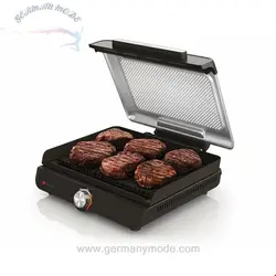 گریل داخلی و پلانچا برقی نینجا آمریکا Ninja Sizzle (صفحه گریل تخت) با صفحه گریل نچسب، درب قابل جدا شدن و قابل شستشو در ماشین ظرفشویی، ظرف جمع آوری چربی، کنترل کننده دما و کتاب دستور پخت، GR101EU خاکستری