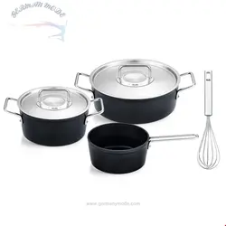 سرویس قابلمه و ماهیتابه فیسلر آلمان Fissler Adamant/آلومینیوم، 4 عدد، قابلمه روکش دار با درب فلزی، نچسب (1 دیگ پخت، دیگ برشته، 1 قابلمه) + همزن القایی Original-Profi Collection®