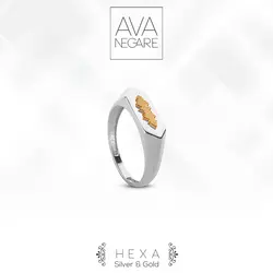 انگشتر فرکانس صدا مدل هگزا Hexa ترکیب طلا 18 عیار و نقره 925