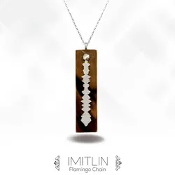 گردنبند فرکانس صدا مدل Imitlin نقره و چوب