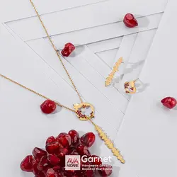 گردنبند فرکانس صدا مدل Garnet طلای ۱۸ عیار