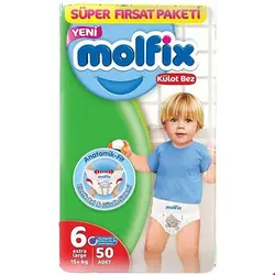 پوشک شورتی مولفیکس molfix سایز 6بسته 50عددی