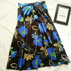 دامن ساتن گلدار سایز 32 تا 62