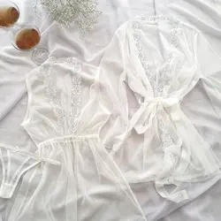 ست لباس خواب و روبدوشامبر دانتل دار سایز 32 تا 62