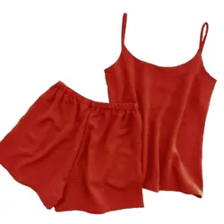 تاپ و شلوارک نخی ابر و بادی قرمز سایز 32 تا 62