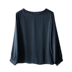 شومیز کرپ آبی نفتی آستین بلند سایز 32 تا 62