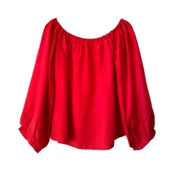 شومیز دکلته آستین بلند آبی نفتی کرپ سایز 32 تا 62