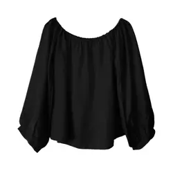 شومیز دکلته آستین بلند آبی نفتی کرپ سایز 32 تا 62