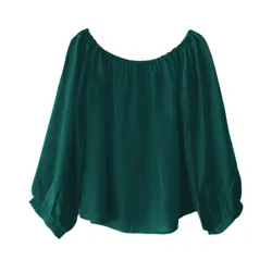 شومیز دکلته آستین بلند آبی نفتی کرپ سایز 32 تا 62