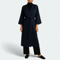 ربدوشامبر عروس ساتن بلند آبی نفتی کلاسیک سایز 32 تا 62