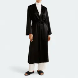 ربدوشامبر عروس ساتن بلند آبی نفتی کلاسیک سایز 32 تا 62