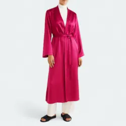 ربدوشامبر عروس ساتن بلند آبی نفتی کلاسیک سایز 32 تا 62